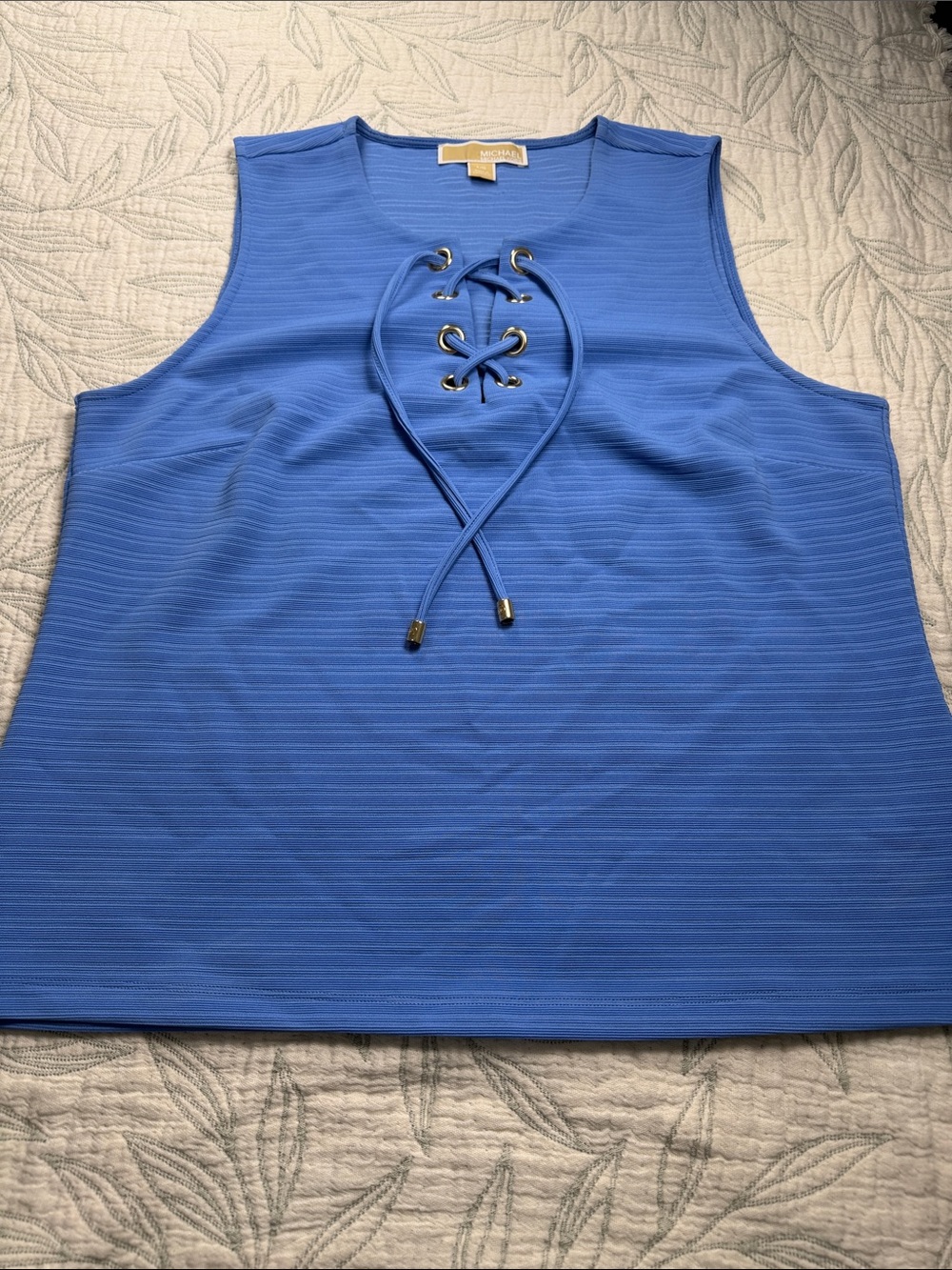 Michael Kors Royal Blue Textured Sleeveless Top; Large